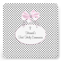 Première communion de polka de point de filles noi invitations personnalisées