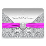 Première communion de rose croisé rose de filles invitations personnalisables