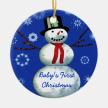 Première date de bonhomme de neige de Noël du bébé Ornement