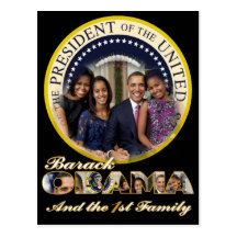 Première famille de PRÉSIDENT OBAMA Amérique Carte Postale