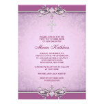Première invitation de communion de croix rose de 