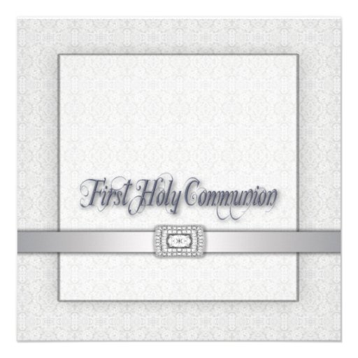 Première invitation de communion de filles blanche