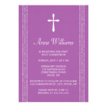 Première invitation de communion de lavande élégan
