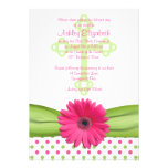 Première invitation de communion de pois vert rose
