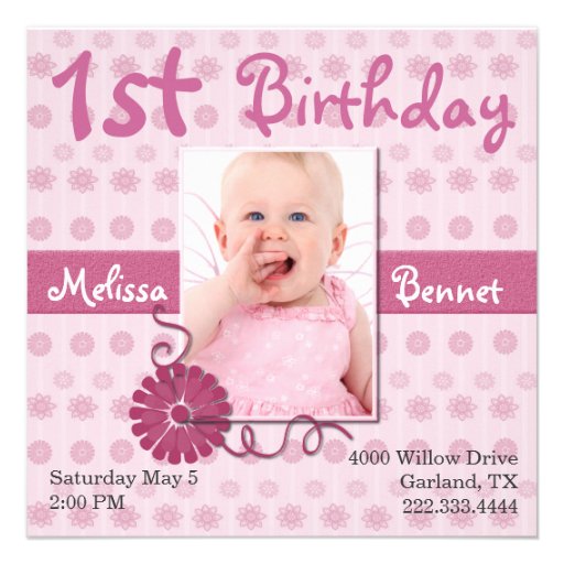 Première invitation de photo de l'anniversaire du 