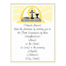 Première invitation de sainte communion cartes postales