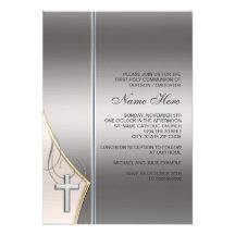 Première invitation élégante de communion d'argent