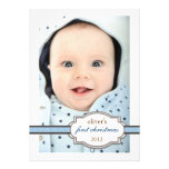 Première photo de Noël du bébé avec le bleu de rub Faire-parts