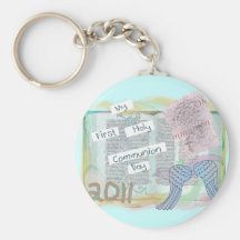 Premiers enfants de cadeaux de jour de sainte comm porte-clé