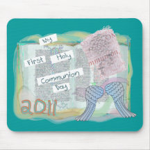 Premiers enfants de cadeaux de jour de sainte comm tapis de souris