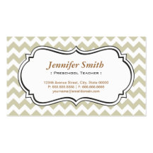 Preschool Teacher - Chevron Simple Jasmine Business Card Template