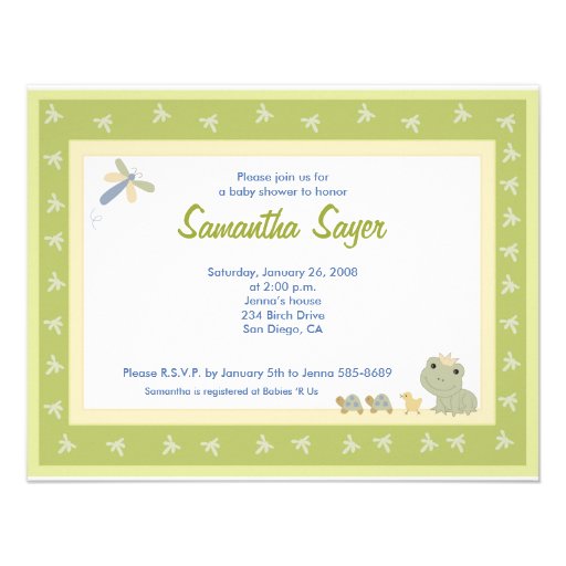 Prince baby shower 4,25 x 5,5 de grenouille de con invitations personnalisées