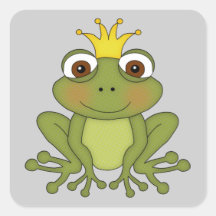 Prince de grenouille de conte de fées avec la cour sticker carré