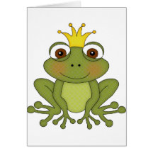 Prince de grenouille de conte de fées avec la cour cartes de vœux
