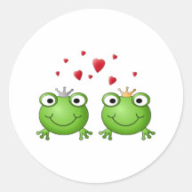 Prince de grenouille et princesse de grenouille, a adhésifs ronds