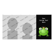 Prince de grenouille. Grenouille de sourire avec u Photocarte