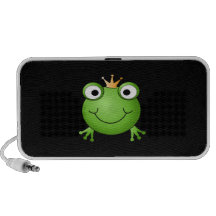 Prince de grenouille. Grenouille de sourire avec u Haut-parleurs De Voyage