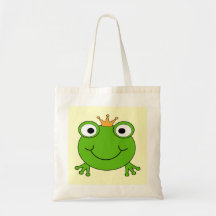 Prince de grenouille. Grenouille de sourire avec u Sac En Toile