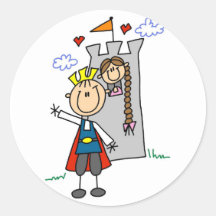 Prince et fille en T-shirts et cadeaux de tour Autocollant Rond
