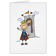 Prince et fille en T-shirts et cadeaux de tour Carte