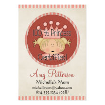 Princesse 100% Certified Mommy Cards Modèle De Carte De Visite