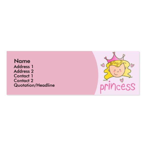 Princesse assez blonde Skinny Profile Cards Modèle De Carte De Visite
