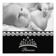 Princesse Baby Birth Announcements de diadème Invitations
