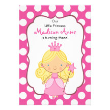 Princesse Birthday Invitation Blonde de point de p