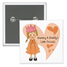 Princesse blonde de maman et de papa badge avec épingle