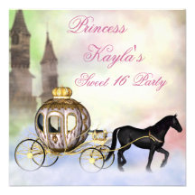Princesse Castle Royal Carriage princesse bonbon 1 Invitations Personnalisées