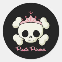 Princesse de pirate autocollant rond