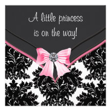 Princesse noire baby shower d'arc de rose de damas invitations personnalisables