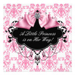 Princesse noire rose baby shower de damassé invitation