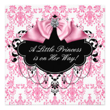 Princesse noire rose baby shower de damassé invitation