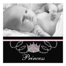 Princesse noire rose Birth Announcements de filles Invitations Personnalisées