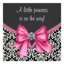 Princesse noire rose élégante baby shower de damas cartons d'invitation