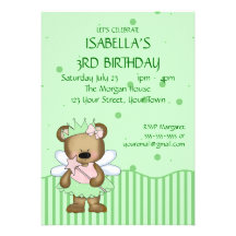 Princesse personnalisable de fée de vert d'ours de invitation personnalisée