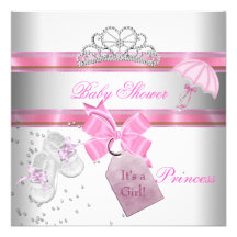 Princesse rose blanche Tiara de fille de baby show Invitations Personnalisables