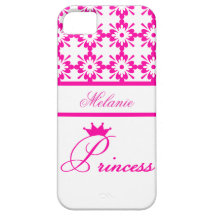 Princesse-Rose et blanc+Personnalisez le nom Coques iPhone 5