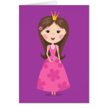 Princesse rose girly mignonne sur l'arrière - plan cartes de vœux