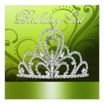 Princesse Tiara Birthday Girl (chaux) Faire-parts