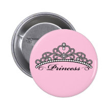 Princesse Tiara Button (arrière - plan rose) Badges Avec Agrafe