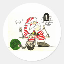 PRISON PÈRE NOËL AUTOCOLLANTS RONDS