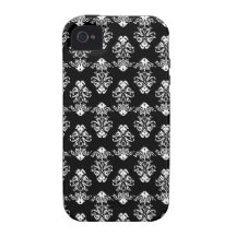 Produits noirs et blancs de motif de Demask Coques Case-Mate iPhone 4
