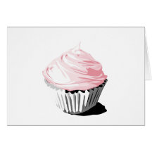 Produits roses de modèle de petit gâteau de vecteu cartes de vœux