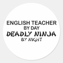 Professeur d'Anglais Ninja mortel Adhésifs Ronds