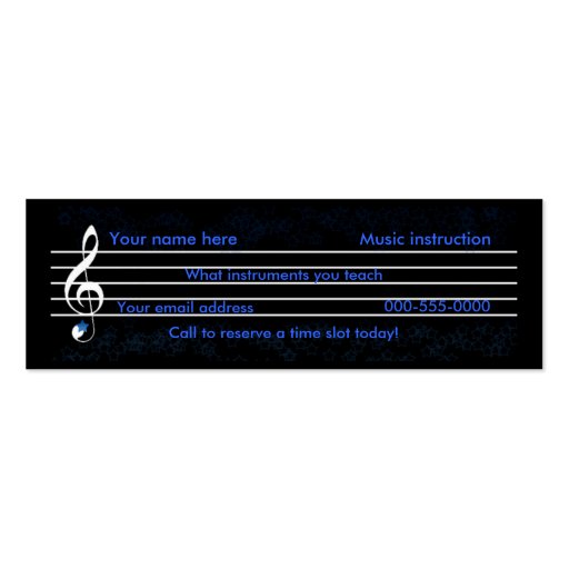 professeur de musique/instruction modèle de carte de visite