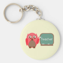 Professeur rouge de hibou au tableau porte-clé