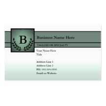professionnel décoré d'un monogramme (vert olive) cartes de visite personnelles