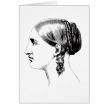 Profil classique avec des tresses, carte de voeux